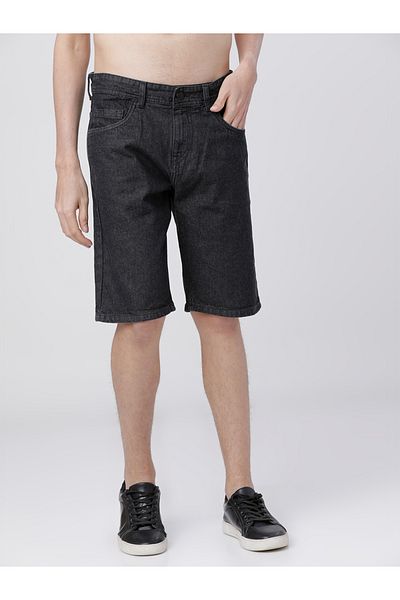 Highlander By Styli Solid Slim Fit Denim Shorts