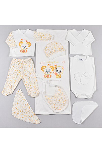 Petino Koala Nakışlı 10 Parça Sarı Yenidoğan Hastane Çıkışı – %100 Pamuk Yumuşak Kumaş Yeni Sezon