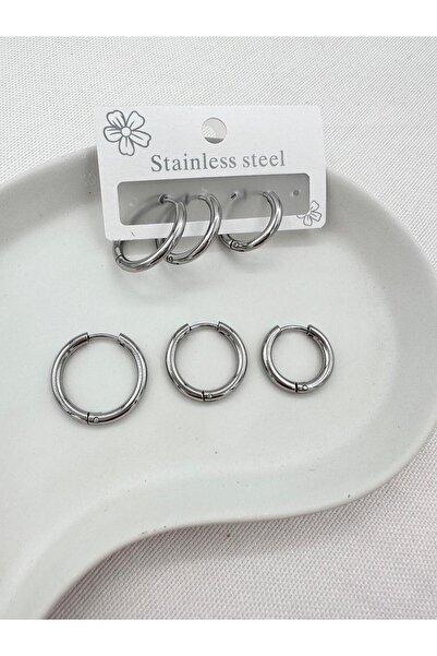 Jerie Gold Basic Halka Altılı Set Çelik Küpe