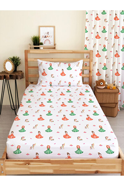 Evmila Set de cearșafuri elastice colorate cu model prințesă și unicorn