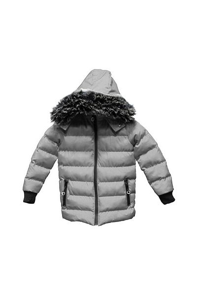 SİVAİST Gray Removable Hooded Furry Waterproof Boy's Coat&Coat