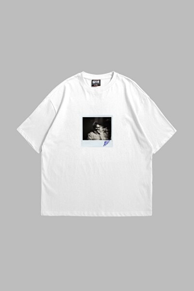 Sekizbiraltı Asap Rocky Baskılı Oversize Unisex Premium Beyaz Tshirt