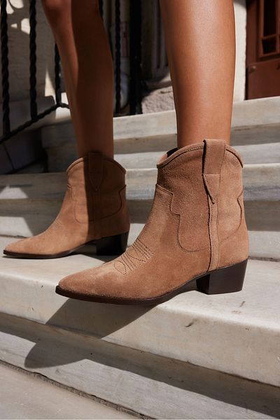 ANGELİNA JONES Μίνι μπότες Yamal Women's Desert A.coffee από γνήσιο δέρμα Suede Western Style