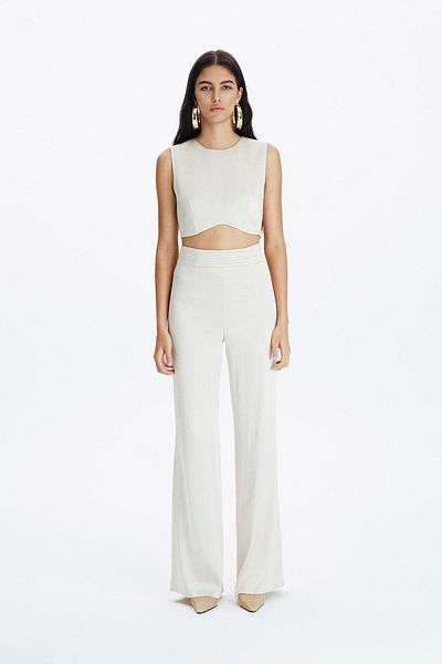 rue Κρεμ Χρώμα Satin Crop Bustier