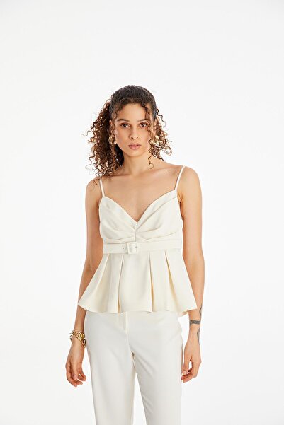 rue Екрю блузка з поясом і воланами