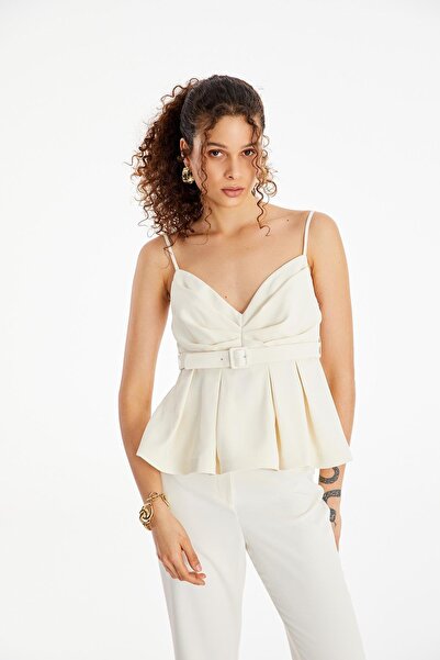 rue Екрю блузка з поясом і воланами