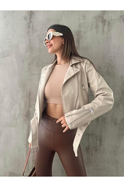 Angel Mia Jachetă din piele ecru