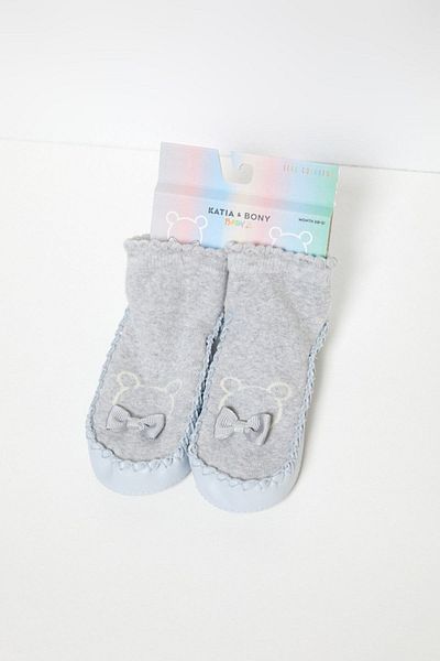 Katia&Bony Bear Ribbon Baby Moccasin Gray Melange