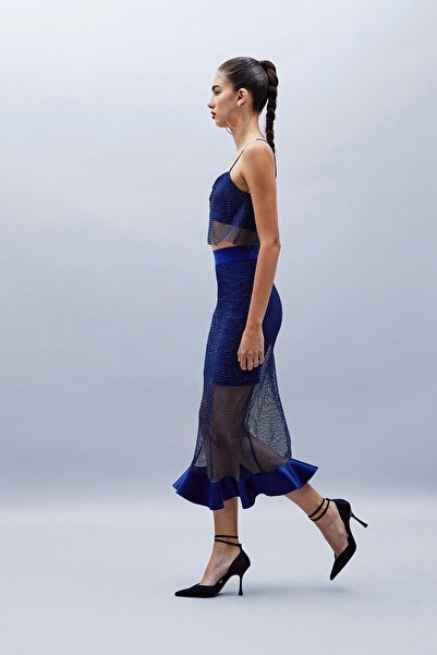 rue Індиго File Crop Top - з блискучими камінцями