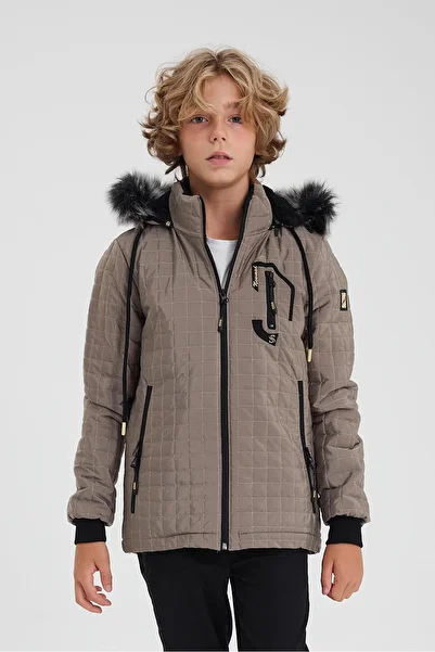 SİVAİST Water and Windproof Quilted Jacket for Boy - Detachable Hood