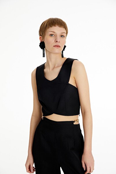 rue Чорне кроп-бюстьє на бретелях