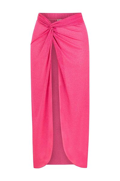 AQUELLA Lurex Pink Twisted Long Beach Skirt
