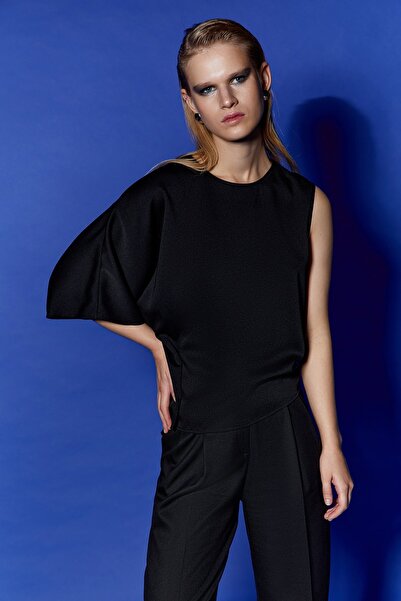 rue Ασύμμετρη μαύρη μπλούζα με έναν ώμο