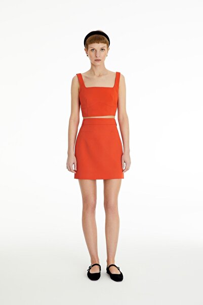 rue Μπουστάκι με τετράγωνο γιακά με μοτίβο ρόδι