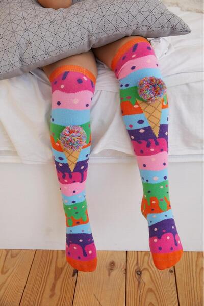 Katia&Bony Сладоледени шарени чорапи до коляното за момиче