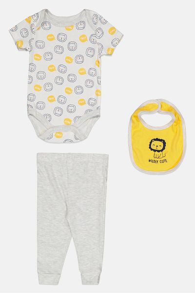 Baby Views Toddler Girls Plain Romper With Pull On Leggings And Bib, White