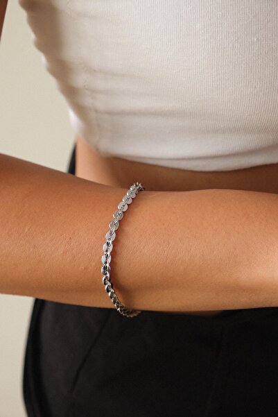 ByFlorya Jewelry سوار سلسلة من الفولاذ المقاوم للصدأ، غسالات بيضاوية صغيرة مت...