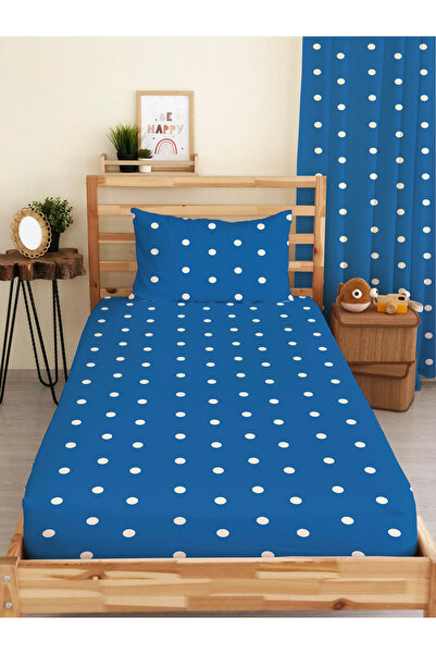 Evmila Set de cearșafuri elastice cu model cu buline albastre