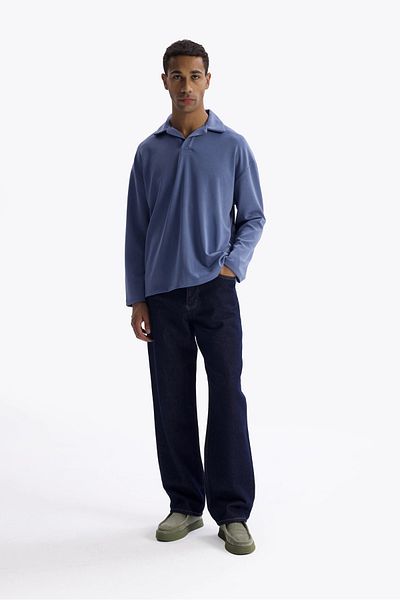 GIESTO Μπλουζάκι με ντραπέ γιακά Indigo Sailor