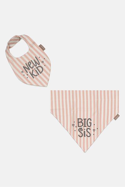Demdaco Toddlers Girl Bibs Stripe Bandana Bib Set, Pink Combo