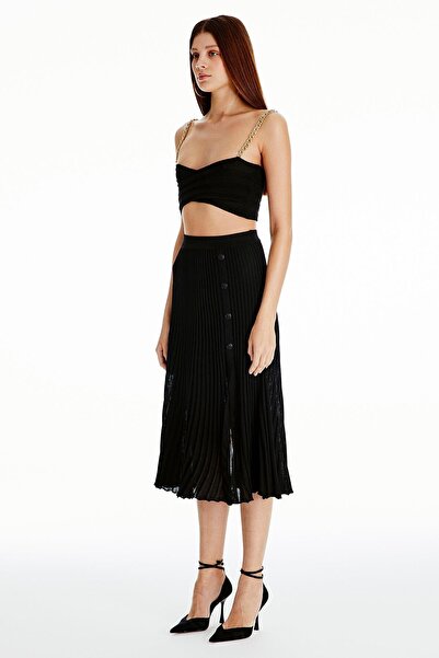 rue Чорний трикотажний топ - з ланцюжковими бретелями