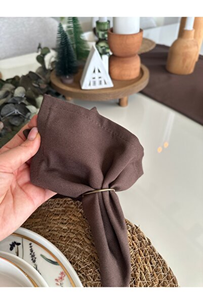 Decamor home Set of 6 Cotton Stain-Resistant Brown Napkins 40 X 40 cm
