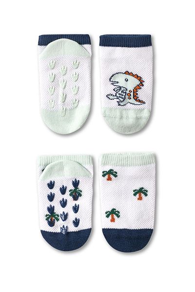 Katia&Bony Baby Dinosaur Printed 2-Piece Booties Socks with Claw Detail on Sole