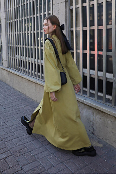 ZÜLAYS Yandan Kemerli Elbise Açık Yeşil