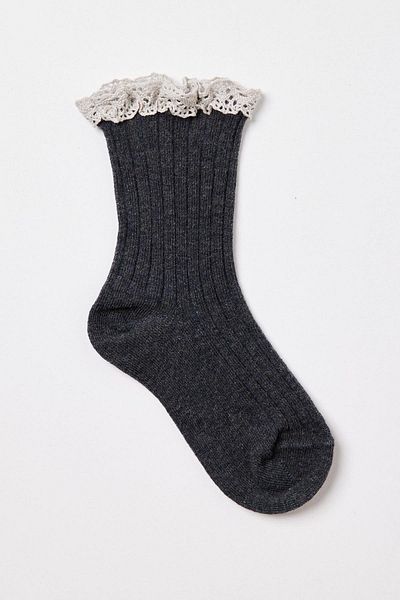 Katia&Bony Lacy Girl's Socks Dark Gray Melange