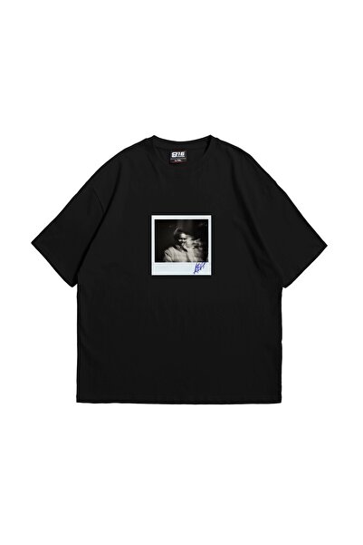 Sekizbiraltı Asap Rocky Baskılı Oversize Unisex Premium Siyah Tshirt