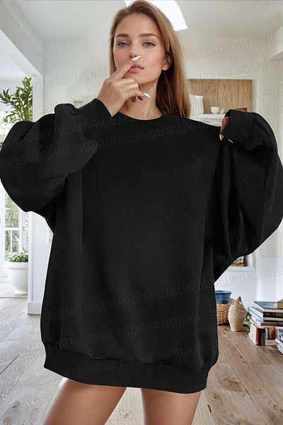 Millionaire Dámská oversize mikina Black Moon s potiskem - 0 Crew Neck