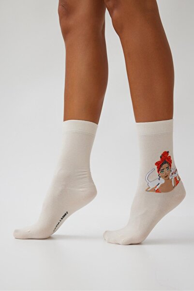 Katia&Bony Дамски чорапи с фигурка момиче светло розови