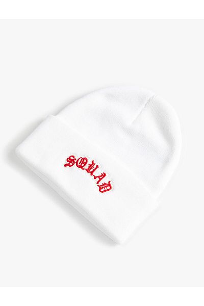 Koton Graffiti Embroidered Beret with Fold Detail