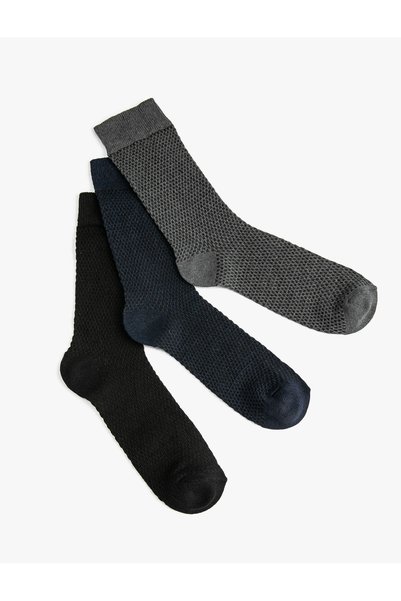 Koton Colorful Textured 3-Piece Sock Set