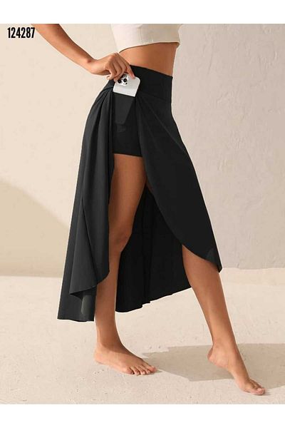 Trendusfashion Sandy Fabric - Fusta cu jambiere cu buzunar