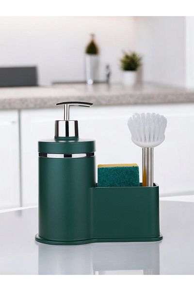okacih 300 ml Detergent Dispenser Soft Colored Liquid Soap Dispenser - with Chamber, Brush Sponge, Not