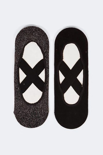 Katia&Bony 2er-Pack Asta Yoga/Pilates-Socken für Damen, Schwarz/Silberschwarz