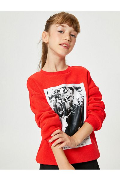 Koton Ataturk Printed Sweatshirt Long Sleeve Crew Neck Ribbed