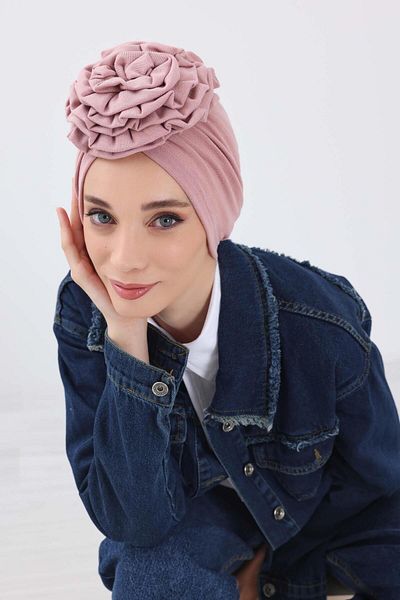 Aisha's Design عمامة بونيه شتوية باللون الوردي، b-21rb