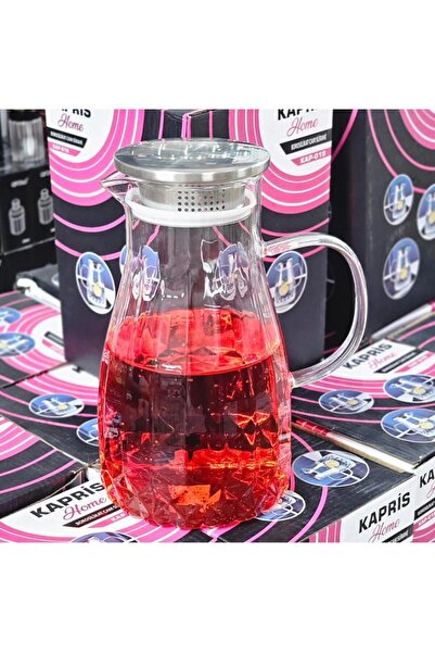 Kapris Metal Kapaklı Cam Sürahi KAP-019