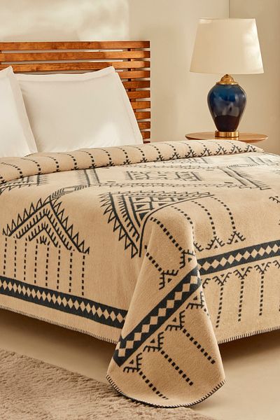 Karaca Home Navy Blue Marla Double Cotton Blanket