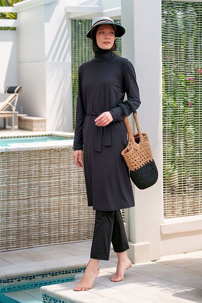 Marina Lycra Black Full Covered Hijab Swimsuit M2461