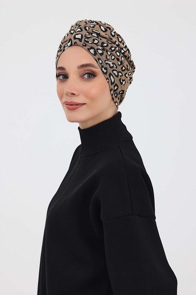 Aisha's Design بونيه شتوي منقوش بحزام أمامي، B-68DV