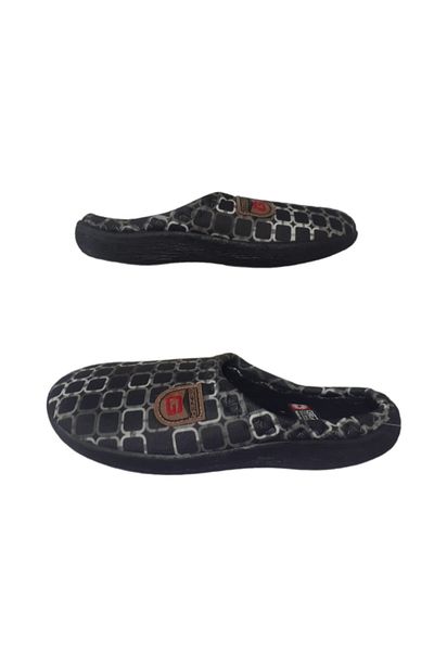 GEZER Black-White Square Patterned Orthopedic Home Slippers - Daily Use, Gezrr98-1023