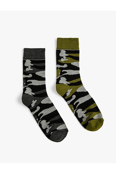 Koton Set de 2 șosete de camuflaj multicolore