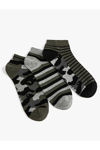 Koton Set de 3 ciorapi papuci cu model de camuflaj