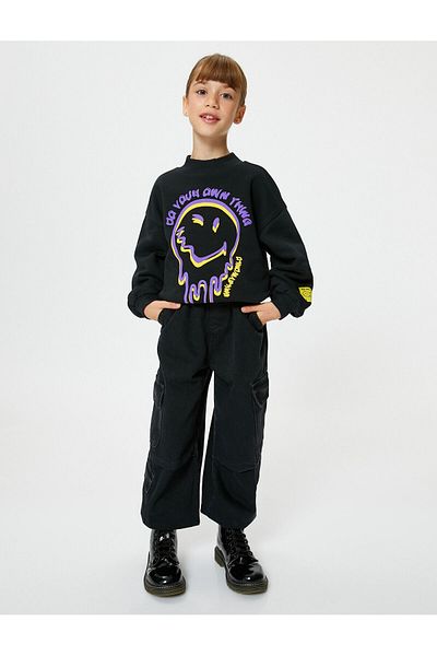 Koton SmileyWorld® Sweatshirt Licensed Raised Long Sleeve Crew Neck