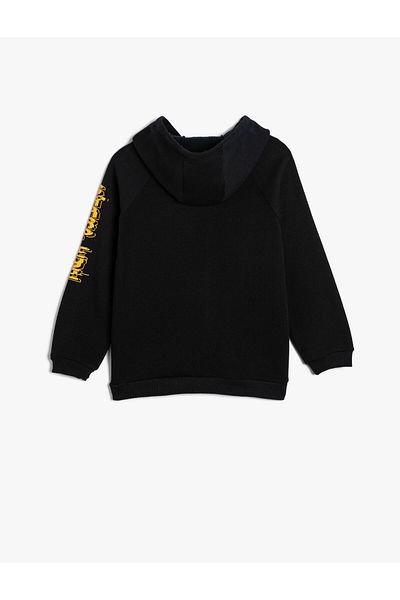 Koton Hooded Sweatshirt Raised Hawk Printed