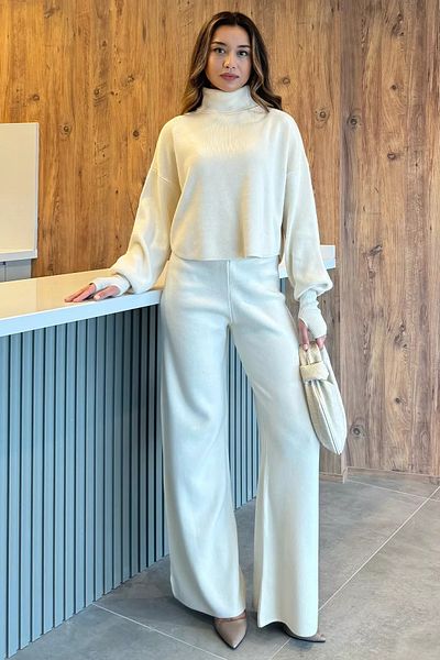 GÜLSELİ Stone Crop Sweater Trousers Knitwear Double Set