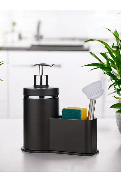 okacih 300 ml Detergent Dispenser Soft Colored Liquid Soap Dispenser - with Chamber, Brush Sponge, Not